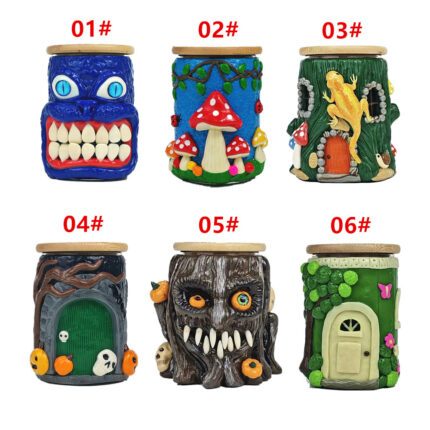 Handmade Ceramic Jar Tea Sugar Tobacco Storage jar Halloween