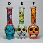Colorful Skull Glass Water Pipe, Handmade Floral Bong for Smoking - Image 2
